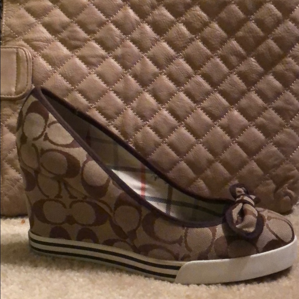 Never worn Coach wedge shoes